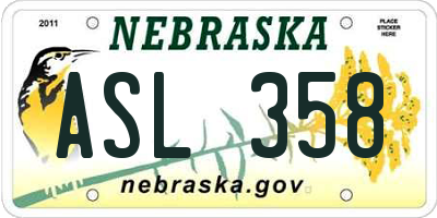 NE license plate ASL358