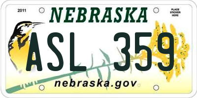 NE license plate ASL359