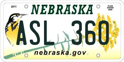 NE license plate ASL360