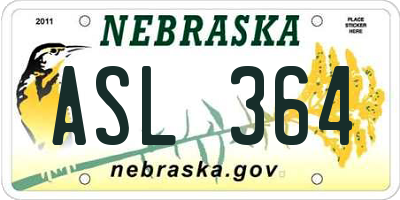 NE license plate ASL364