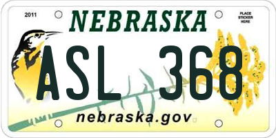 NE license plate ASL368