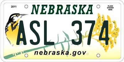 NE license plate ASL374