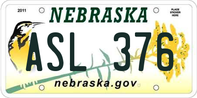 NE license plate ASL376