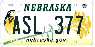 NE license plate ASL377
