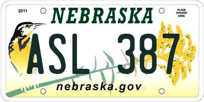 NE license plate ASL387