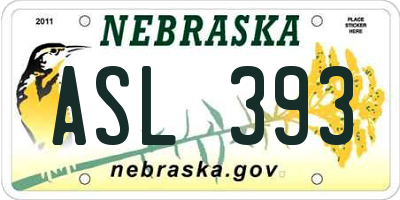 NE license plate ASL393