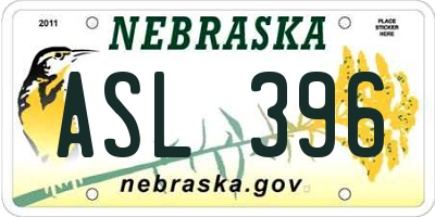 NE license plate ASL396