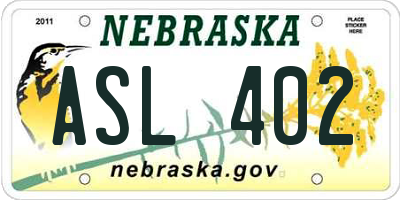 NE license plate ASL402