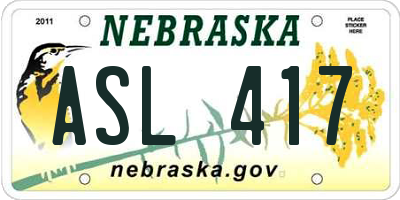 NE license plate ASL417