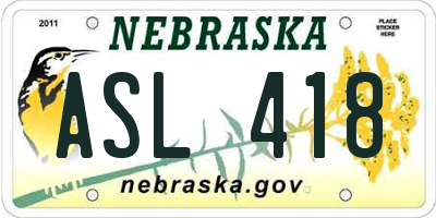 NE license plate ASL418