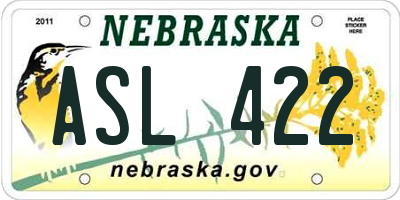 NE license plate ASL422
