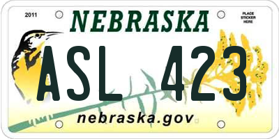 NE license plate ASL423