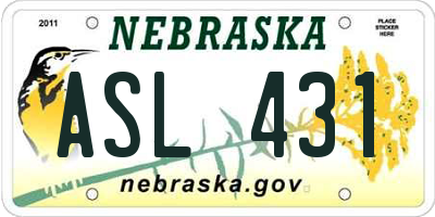 NE license plate ASL431