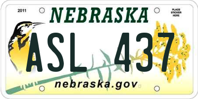 NE license plate ASL437
