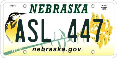 NE license plate ASL447