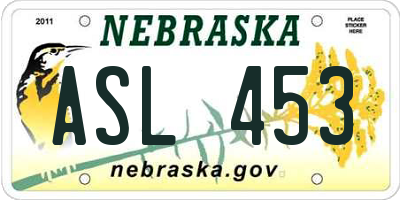 NE license plate ASL453