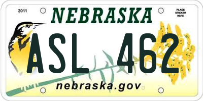 NE license plate ASL462