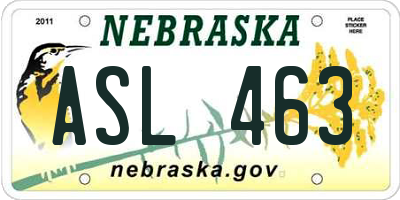 NE license plate ASL463