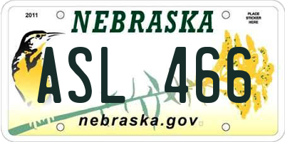 NE license plate ASL466