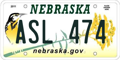 NE license plate ASL474