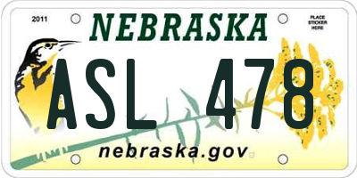 NE license plate ASL478