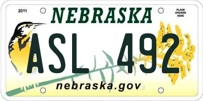 NE license plate ASL492