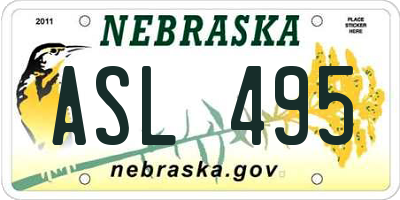 NE license plate ASL495