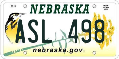 NE license plate ASL498