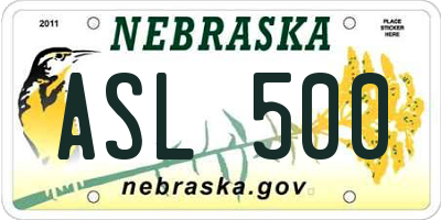 NE license plate ASL500