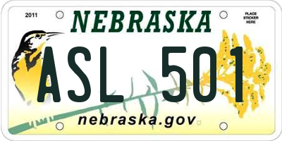 NE license plate ASL501