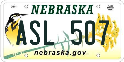 NE license plate ASL507