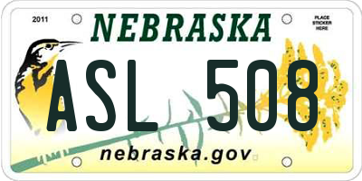 NE license plate ASL508