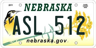 NE license plate ASL512