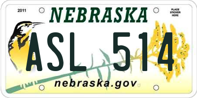 NE license plate ASL514