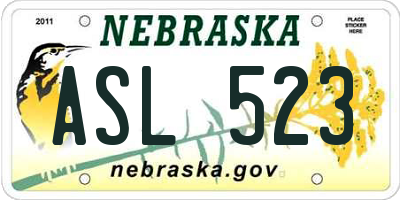 NE license plate ASL523