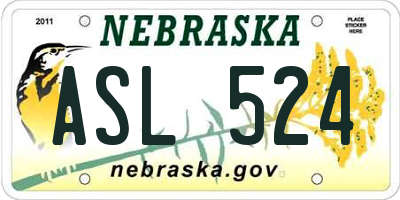 NE license plate ASL524