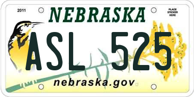 NE license plate ASL525