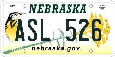 NE license plate ASL526