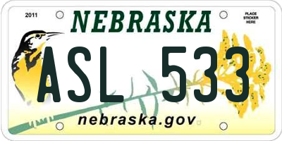 NE license plate ASL533