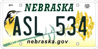 NE license plate ASL534