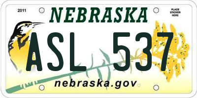 NE license plate ASL537
