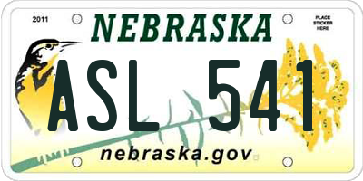 NE license plate ASL541
