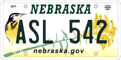 NE license plate ASL542