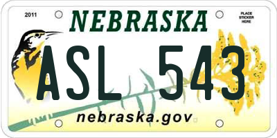 NE license plate ASL543