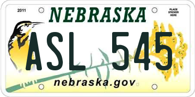 NE license plate ASL545