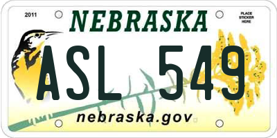 NE license plate ASL549