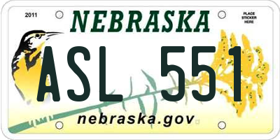 NE license plate ASL551