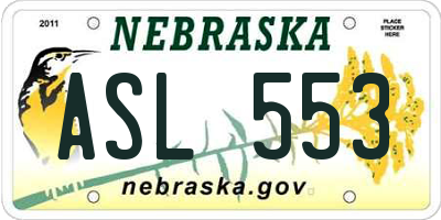 NE license plate ASL553