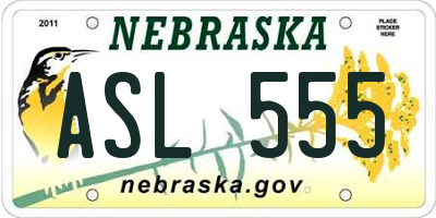 NE license plate ASL555
