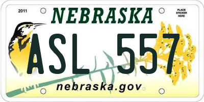 NE license plate ASL557